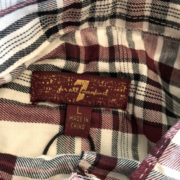 7 For All Mankind Floral Plaid Long Sleeve Shirt (Big Girls) - Picture 8 of 13